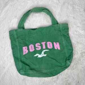 TOO COOL / green pink Boston, MA cotton y2k tote bag